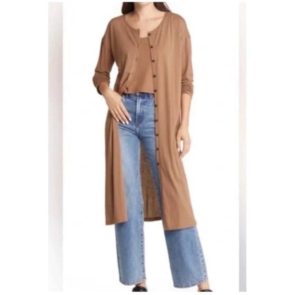 Madewell BOHO Brown‎ Long Sleeve Duster Cardigan Button Down Solid Minimalist S